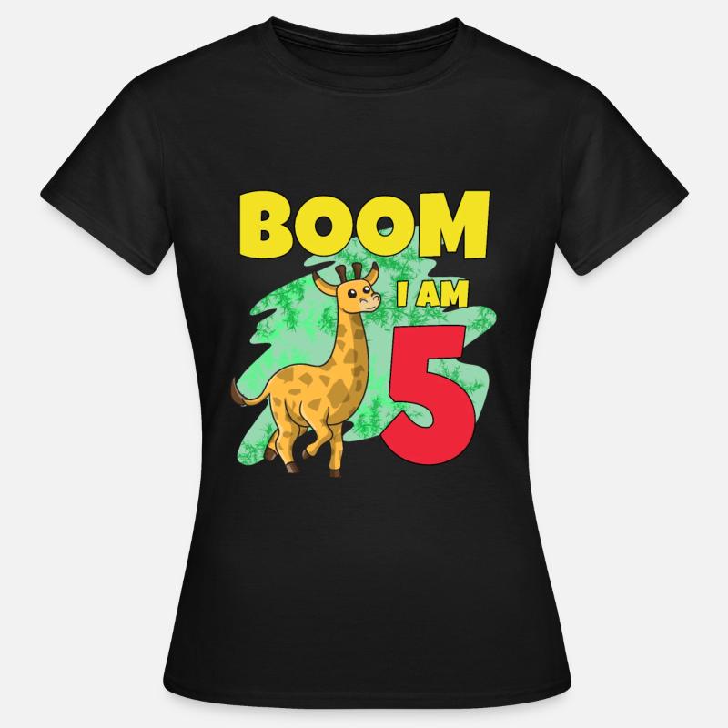 5th birthday giraffe - Women's T-Shirt - black
