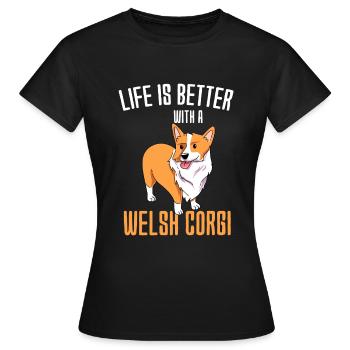 Corgi gallois - T-shirt Femme - noir - Devant - AI Model Female 172 dark (172cm)