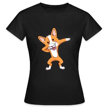 Corgi gallois - T-shirt Femme - noir - Devant - AI Model Female 172 dark (172cm)