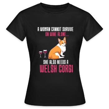 Corgi gallois - T-shirt Femme - noir - Devant - AI Model Female 172 dark (172cm)