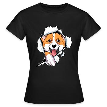 Corgi gallois - T-shirt Femme - noir - Devant - AI Model Female 172 dark (172cm)