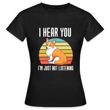Corgi gallois - T-shirt Femme - noir - Devant - AI Model Female 172 dark (172cm)