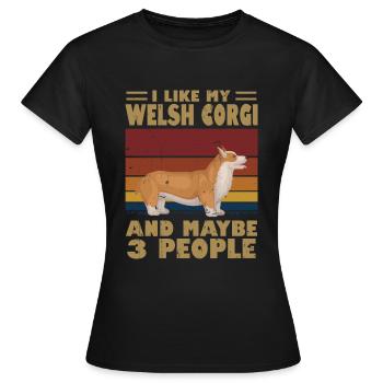 Corgi gallois - T-shirt Femme - noir - Devant - AI Model Female 172 dark (172cm)