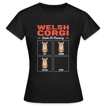Corgi gallois - T-shirt Femme - noir - Devant - AI Model Female 172 dark (172cm)