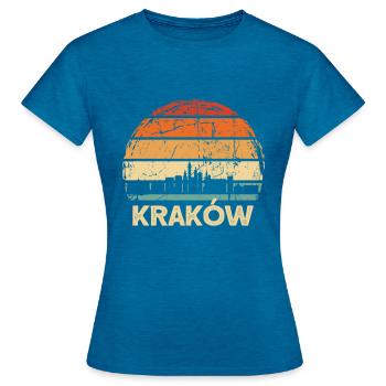 Pologne Cracovie Skyline - T-shirt Femme - bleu saphir antique chiné - Devant - AI Model Female 172 dark (172cm)