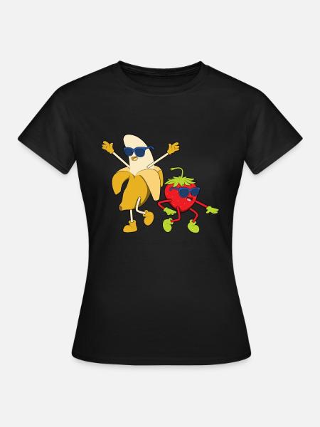 Banane-Erdbeere Sommer - Frauen T-Shirt - Schwarz