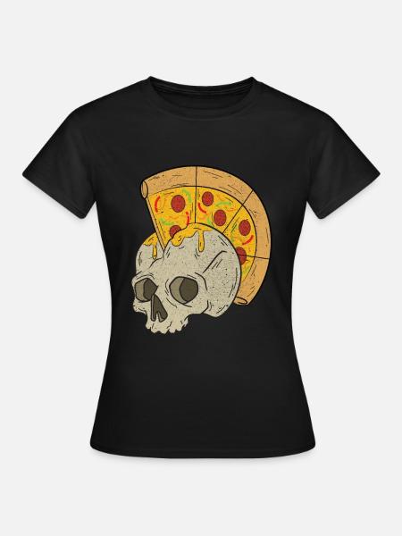 Schädel Pizza - Frauen T-Shirt - Schwarz