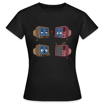 Couple d’amour à la télévision - T-shirt Femme - noir - Devant - AI Model Female 172 dark (172cm)
