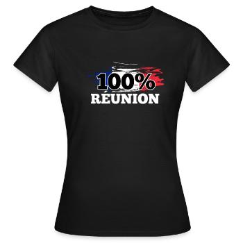 Réunion - T-shirt Femme - noir - Devant - AI Model Female 172 dark (172cm)