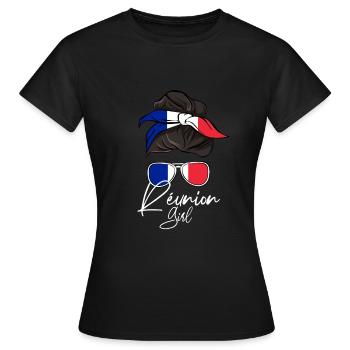 Réunion - T-shirt Femme - noir - Devant - AI Model Female 172 dark (172cm)