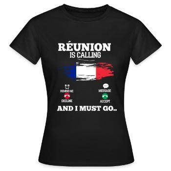 Réunion - T-shirt Femme - noir - Devant - AI Model Female 172 dark (172cm)