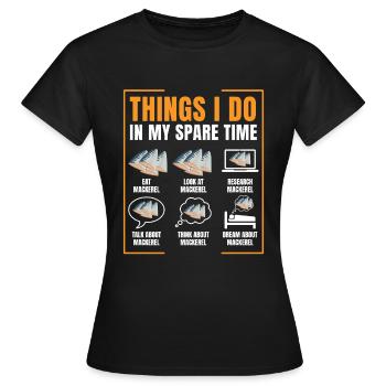 Maquereau Mackrel Pêche en eau salée - T-shirt Femme - noir - Devant - AI Model Female 172 dark (172cm)