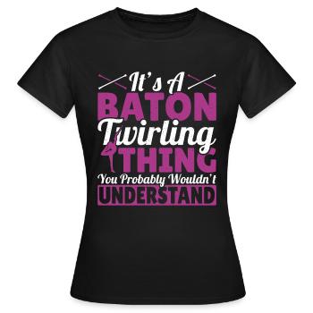Bâton Twirling Bâton Twirler cadeau - T-shirt Femme - noir - Devant - AI Model Female 172 dark (172cm)