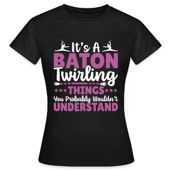Bâton Twirling Bâton Twirler Cadeau - T-shirt Femme - noir - Devant - AI Model Female 172 dark (172cm)