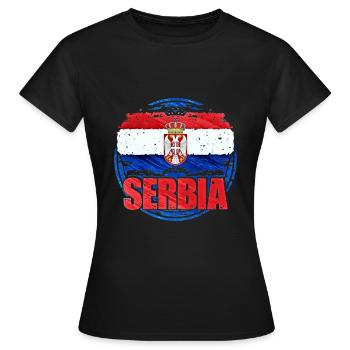 Serbien - Frauen T-Shirt - Schwarz - Vorne - AI Model Female 172 dark (172cm)