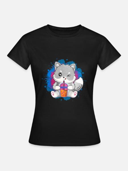 Niedliches Polarfuchs-Geschenk - Frauen T-Shirt - Schwarz