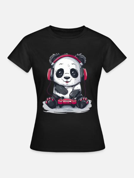 Jeu vidéo Panda - T-shirt Femme - noir