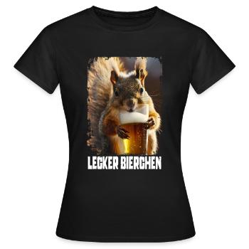 Lecker Bierchen Eichhörnchen - Frauen T-Shirt - Schwarz - Vorne - AI Model Female 172 dark (172cm)