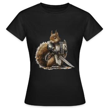Chevalier écureuil Moyen Âge - T-shirt Femme - noir - Devant - AI Model Female 172 dark (172cm)