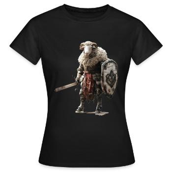 Mouton Chevalier Moyen Âge - T-shirt Femme - noir - Devant - AI Model Female 172 dark (172cm)