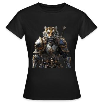 Tiger Knight Moyen Âge - T-shirt Femme - noir - Devant - AI Model Female 172 dark (172cm)