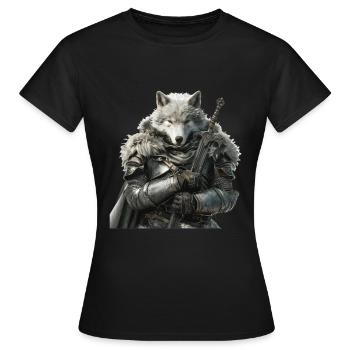 Wolf Knight Moyen Âge - T-shirt Femme - noir - Devant - AI Model Female 172 dark (172cm)