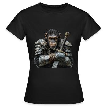 Chimpanzé Chevalier Moyen Âge - T-shirt Femme - noir - Devant - AI Model Female 172 dark (172cm)