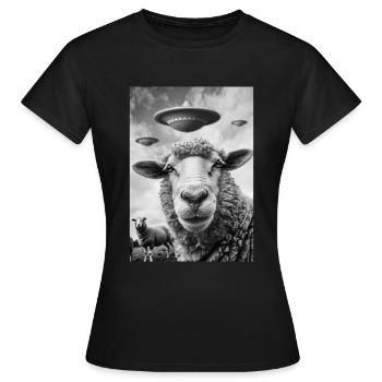 Mouton selfie OVNI - T-shirt Femme - noir - Devant - AI Model Female 172 dark (172cm)