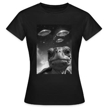 OVNI Selfie Tortue - T-shirt Femme - noir - Devant - AI Model Female 172 dark (172cm)