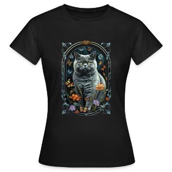 Britisch Kurzhaarkatze - Frauen T-Shirt - Schwarz - Vorne - AI Model Female 172 dark (172cm)