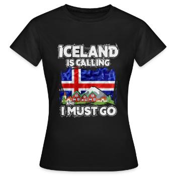 Islande - T-shirt Femme - noir - Devant - AI Model Female 172 dark (172cm)
