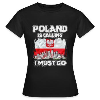 Pologne - T-shirt Femme - noir - Devant - AI Model Female 172 dark (172cm)