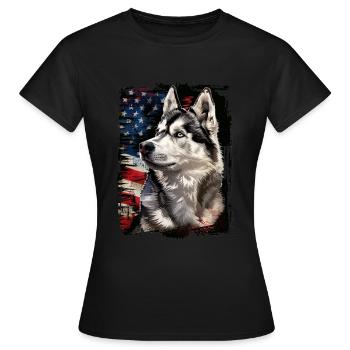 Husky de Sibérie Amérique États-Unis - T-shirt Femme - noir - Devant - AI Model Female 172 dark (172cm)