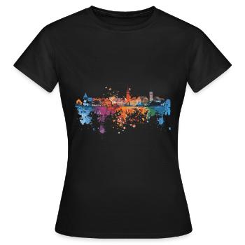 Lindau (Lac de Constance) - T-shirt Femme - noir - Devant - AI Model Female 172 dark (172cm)