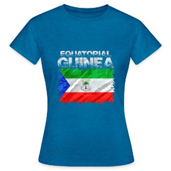 Guinée - T-shirt Femme - bleu saphir antique chiné - Devant - AI Model Female 172 dark (172cm)