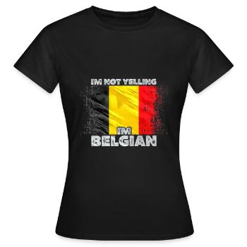 Belgique - T-shirt Femme - noir - Devant - AI Model Female 172 dark (172cm)