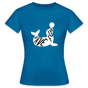 J’ai un phoque amusant - T-shirt Femme - bleu saphir antique chiné - Devant - AI Model Female 172 dark (172cm)