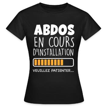 Téléchargement abdos en cours - T-shirt Femme - noir - Devant - AI Model Female 172 dark (172cm)