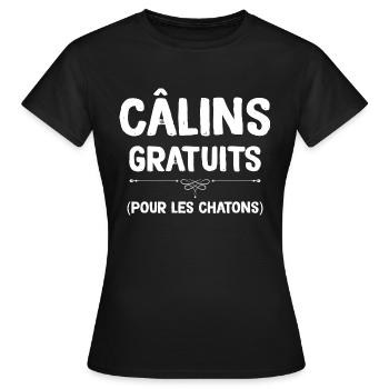 Câlins Gratuits Pour Les Chatons - T-shirt Femme - noir - Devant - AI Model Female 172 dark (172cm)