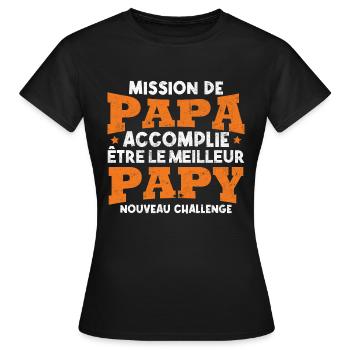 Nouveau challenge être meilleur papy, Futur papy - T-shirt Femme - noir - Devant - AI Model Female 172 dark (172cm)