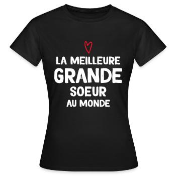 Grande Soeur Que J'aime de Tout Mon Coeur - T-shirt Femme - noir - Devant - AI Model Female 172 dark (172cm)