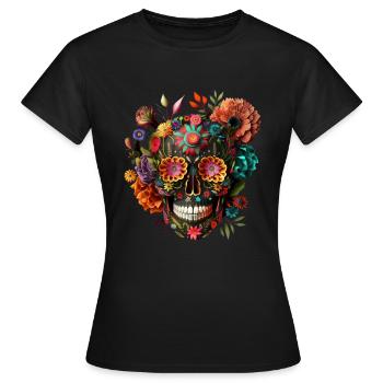 Crâne de Mexique, crâne de sucre, crâne de sucre - T-shirt Femme - noir - Devant - AI Model Female 172 dark (172cm)