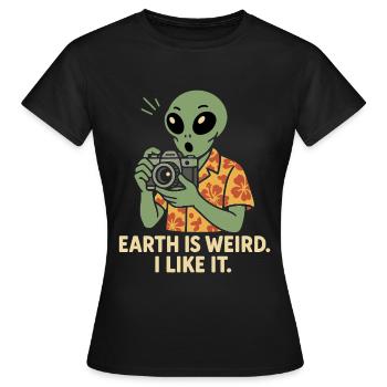 Drôle d’extraterrestre avec caméra - T-shirt Femme - noir - Devant - AI Model Female 172 dark (172cm)