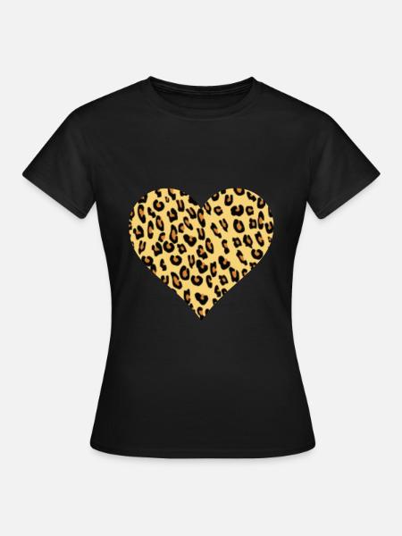 Leopard leopard fan leopard pattern heart - Women's T-Shirt - black