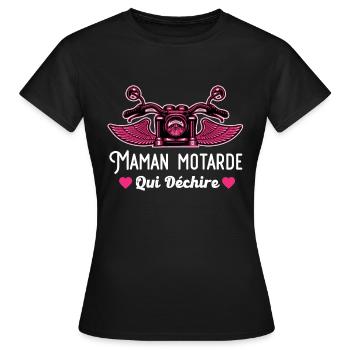 Biker Mutter zerreißt Vintage Motorrad Engel Flügel - Frauen T-Shirt - Schwarz - Vorne - AI Model Female 172 dark (172cm)