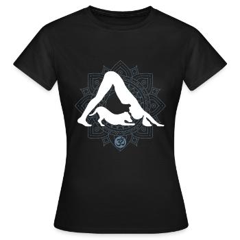 Yoga amusant avec chien | Mandala Om Symbole Namaste - T-shirt Femme - noir - Devant - AI Model Female 172 dark (172cm)