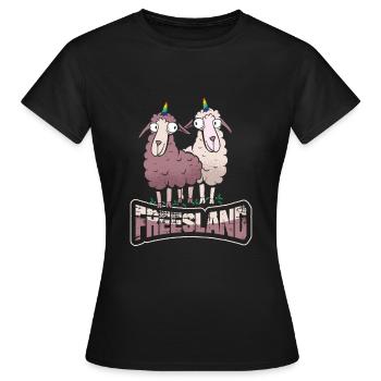 Schafe Freesland Einhorn in Friesland - Frauen T-Shirt - Schwarz - Vorne - AI Model Female 172 dark (172cm)