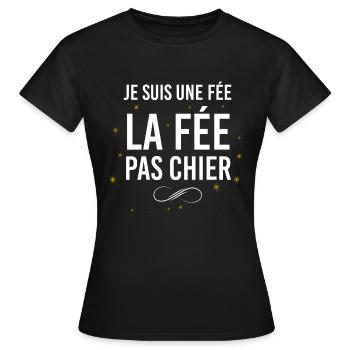 Je Suis La Fée Pas Chier - T-shirt Femme - noir - Devant - AI Model Female 172 dark (172cm)