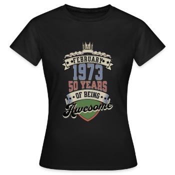 Cadeau d’anniversaire femme 50 ans Février 1973 - T-shirt Femme - noir - Devant - AI Model Female 172 dark (172cm)
