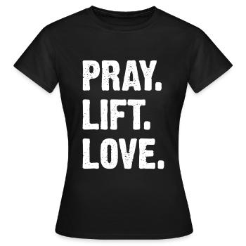 Prier, élever l’amour - T-shirt Femme - noir - Devant - AI Model Female 172 dark (172cm)